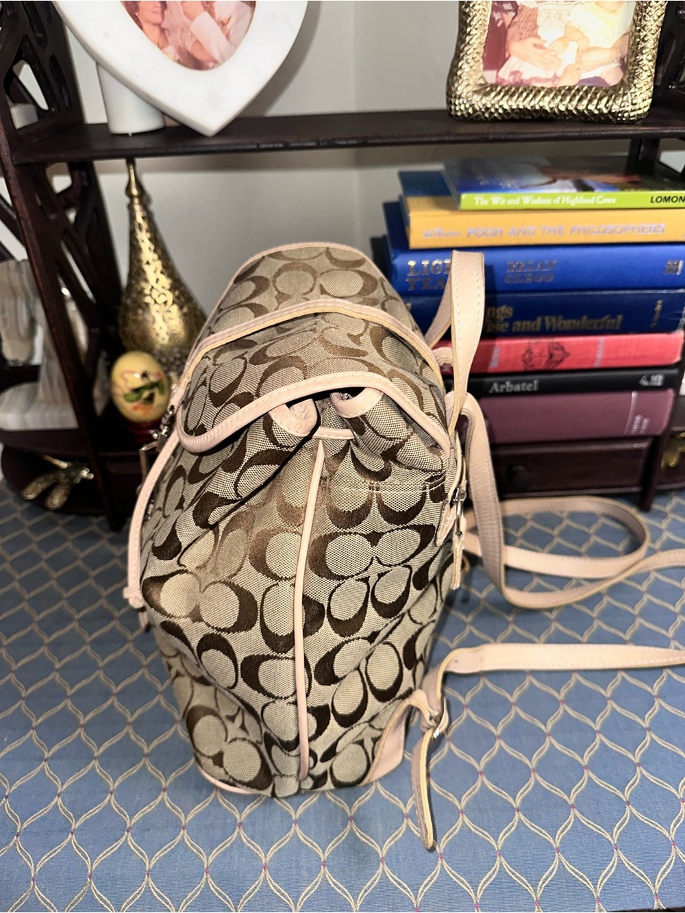 Vintage Coach Signature Canvas Mini Backpack | No. J92-6934 | Khaki/Tan - Picture 9 of 14